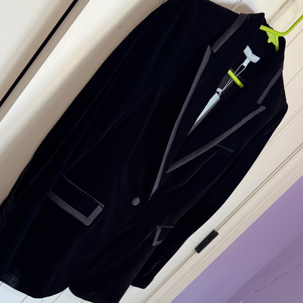 ANTONIO MELANI Black Velvet Single-Button Blazer Size 8 - Picture 3 of 6